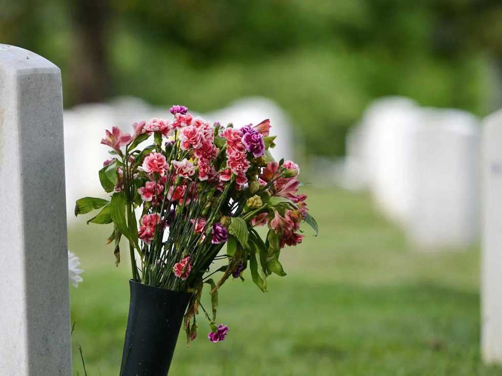 Flowers and gravestones